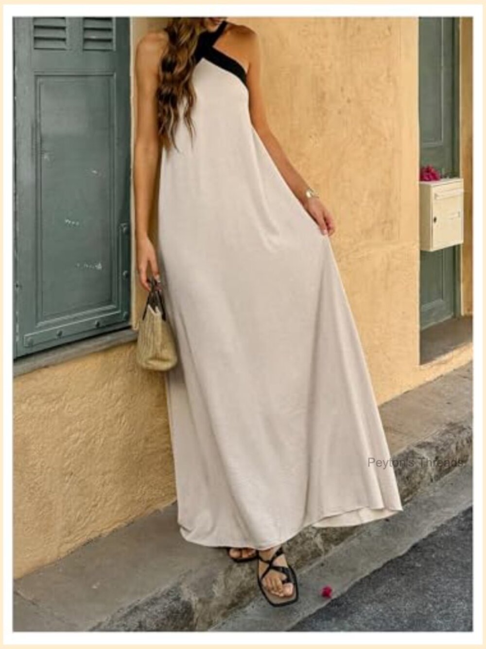 Women's Criss Cross Sleeveless Flowy Maxi Dress Beach Vacation - Picture 5 of 5